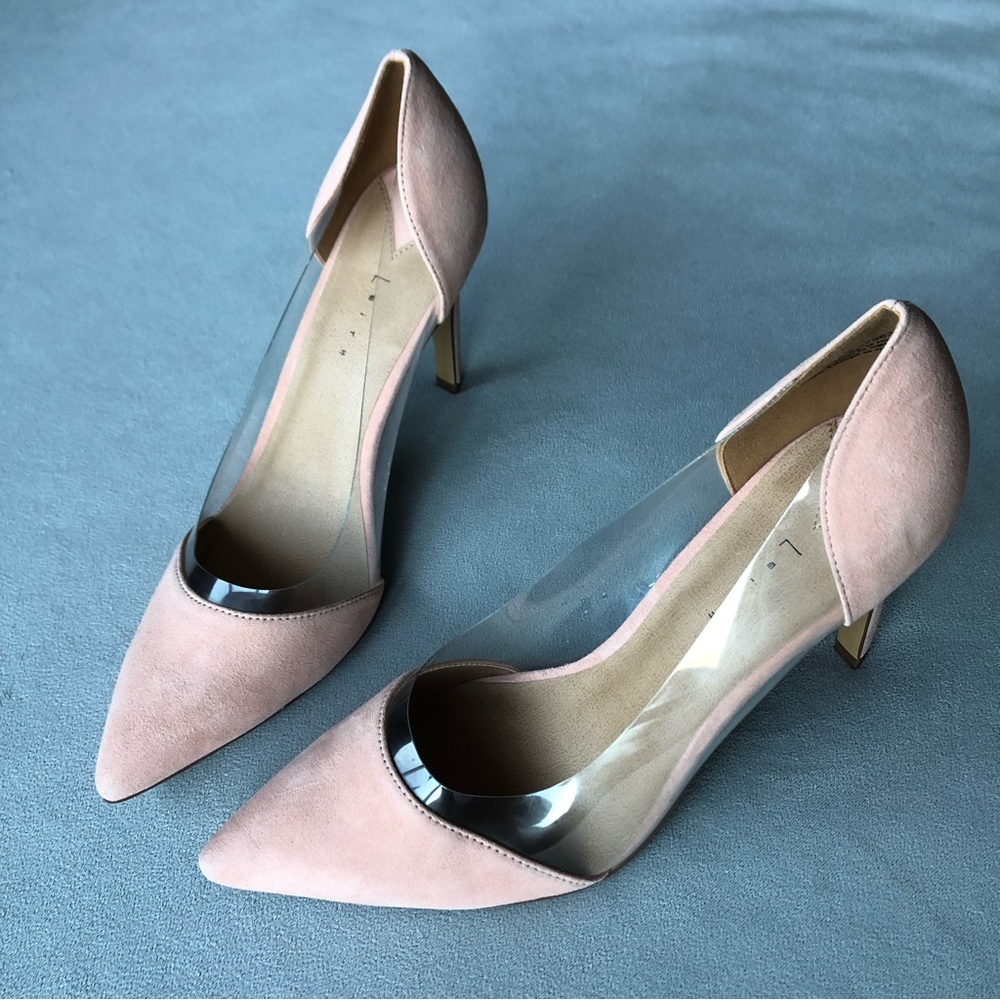 Leith ~ Transparent D’Orsay Pumps ~ Blush Suede ~ Women’s Size 8